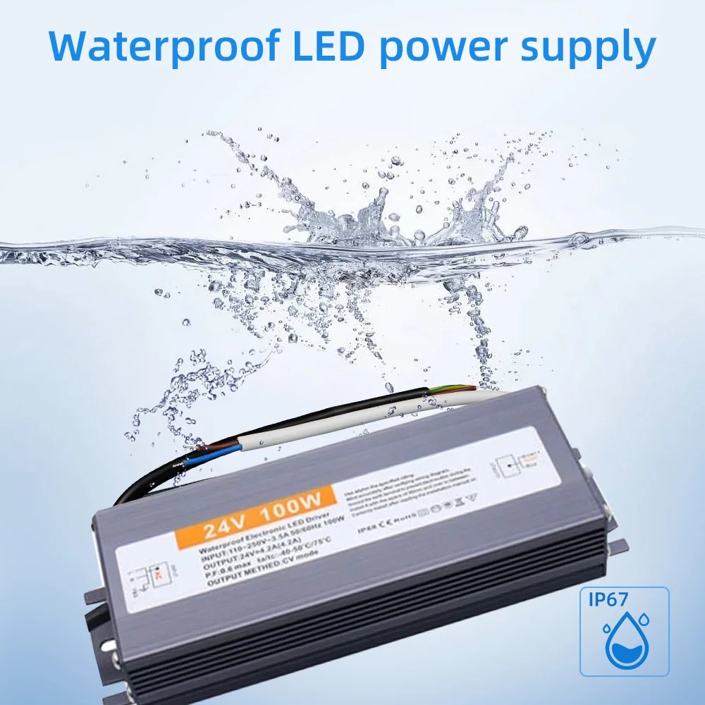 Wasserdichtes Netzteil IP67 Beleuchtungstransformator AC110V ~ 220V zu DC 12V 24V LED-Treiber 10W 20W 50W 100W 400W Außenadapter