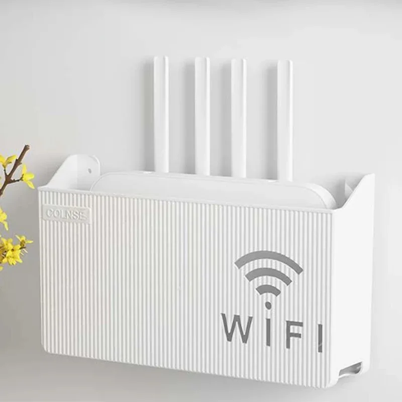 Prateleira de armazenamento para roteador wi-fi sem fio, caixa organizadora de plástico abs para pendurar na parede, cabo de alimentação, pulseira, decoração de casa, novo