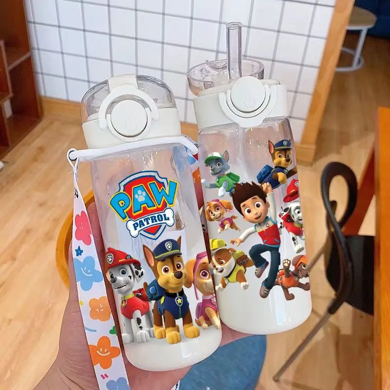 Anime Cartoon Plastic Cup PAW Patrol Children's Summer Portable Strap Water Cup Anti-drop and High Temperature Resistant Boy New