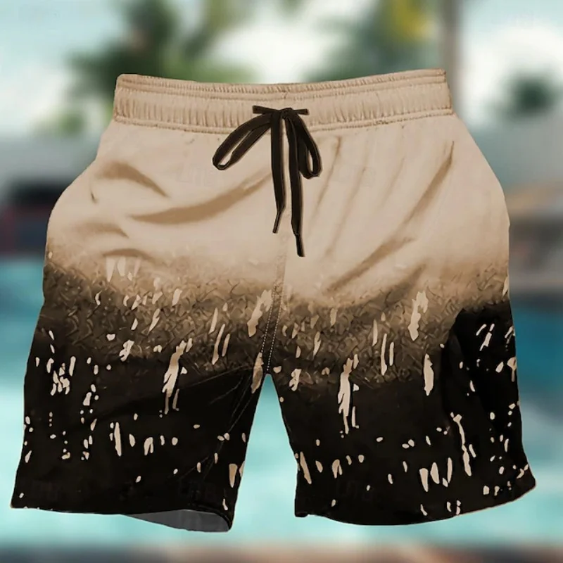 Gradiënt Kleurrijke Grafische Zwembroek Voor Mannen Geometrie 3D Print Strandshorts Zomer Casual Sneldrogend Sport Losse Surf Korte Broek