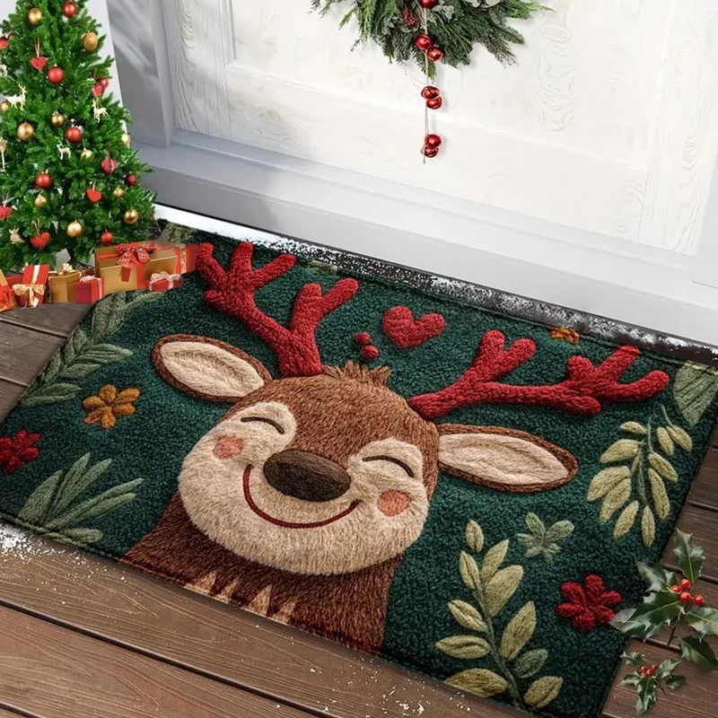 Alfombra navideña para puerta, Papá Noel rojo, exterior e interior, alfombra de hombre de jengibre, Año Nuevo 2026, Feliz Navidad, decoración del hogar, alfombrilla para pies
