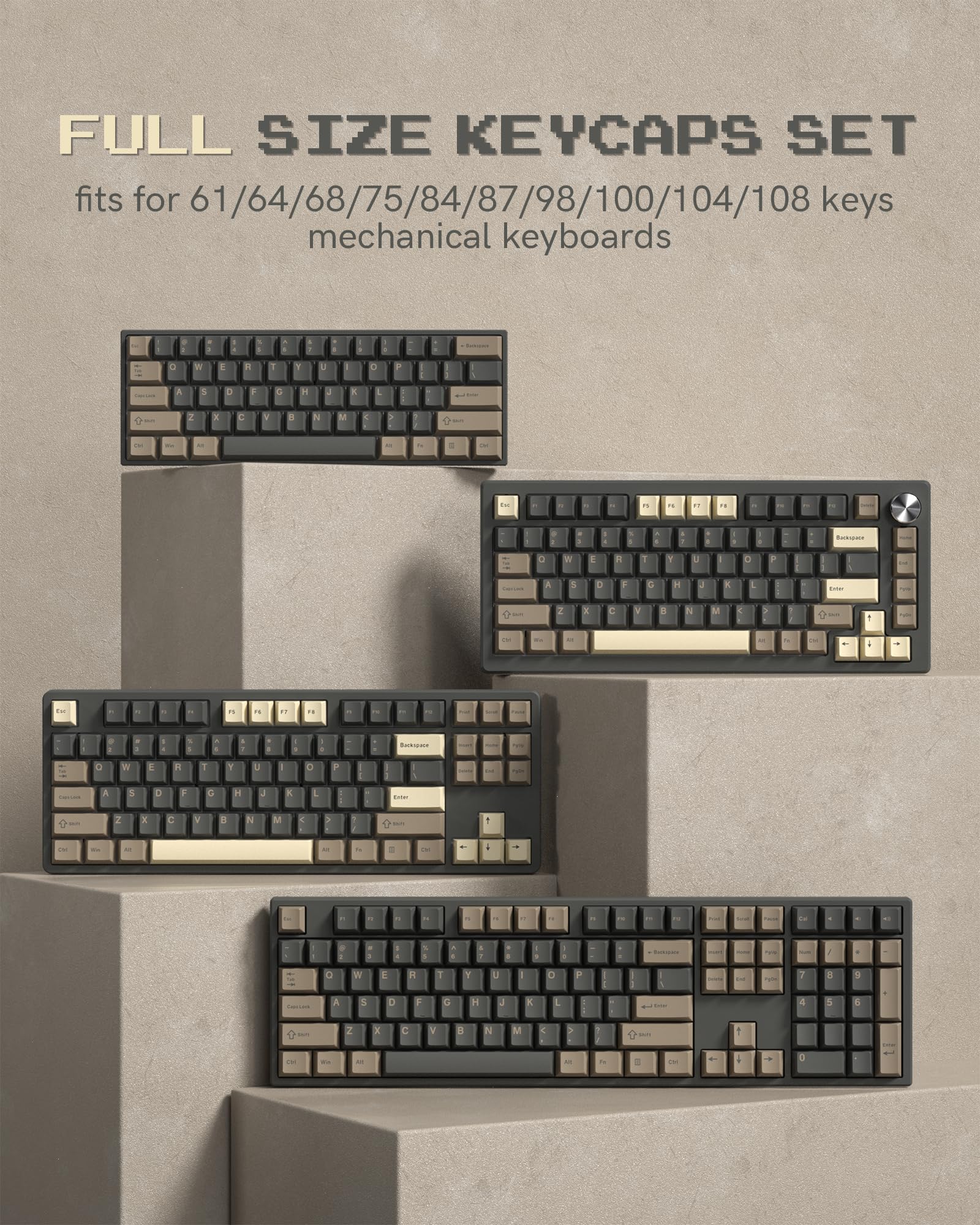 Womier 138 клавиш Ретро коричневый серый PBT колпачок для клавиш Double Shot Cherry Profile колпачки для клавиш Cherry MX Switches Механическая геймерская клавиатура