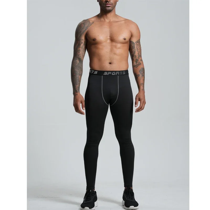 冬のメンズフリースタイトな服スーツ長袖 Tシャツ + ズボンウォームスーツフィットネスエクササイズ高弾性スピードドライ服