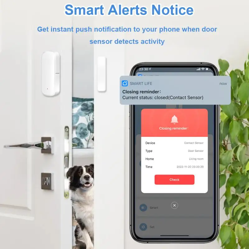 Aubess Zigbee/WiFi Tuya Smart Door Sensor Window Door Open Closed Detectors Smart Home Remote Control Via Alexa Google SmartLife