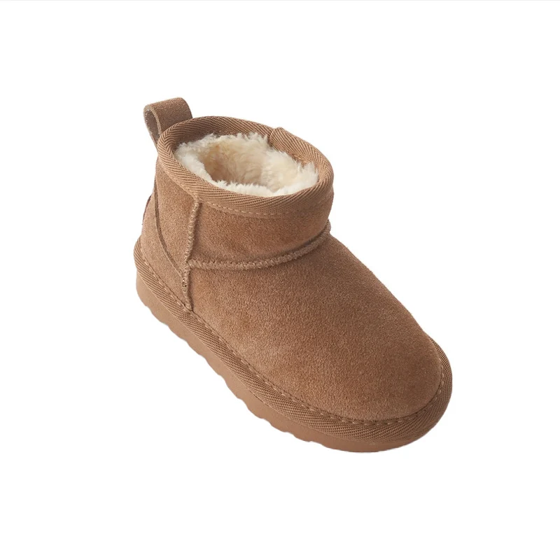 Crianças botas de neve de inverno bebê vaca camurça superior botas quentes com pelúcia grossa meninos meninas botas de neve de alta qualidade para tempo frio