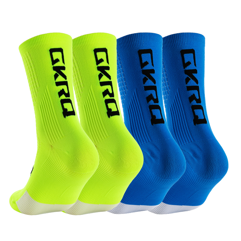 GKRQ 4 pares 2023 nuevos calcetines de ciclismo bicicleta enfermera compresión bicicleta de carretera correr Mtb hasta la rodilla deportes blancos marca divertida negro