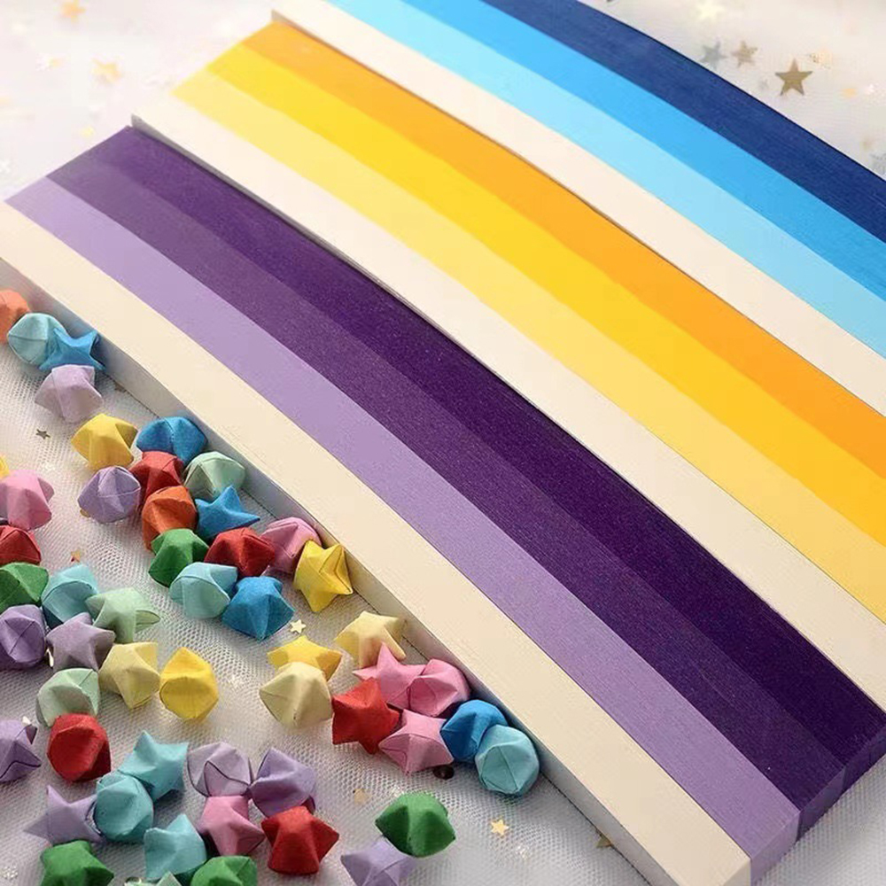 540 Sheets Star Origami Gradient Lucky Star Five-Pointed Star Diy Hand-Made Double-Sided 27-Color Mix
