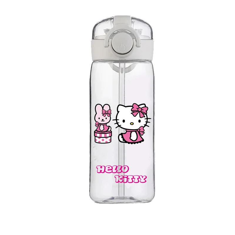 Hello Kitty ถ้วยใสยี่ห้อขวดน้ําคุณภาพสูงกีฬากลางแจ้งรั่วน่ารักพลาสติกขวดน้ําโรงเรียนสําหรับเด็ก 400ML