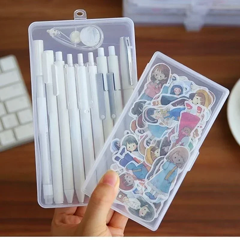 1 pz adesivi porta cancelleria scatola di immagazzinaggio in plastica per ufficio organizzatore conta manuale contenitore portautensili mini scatola trasparente