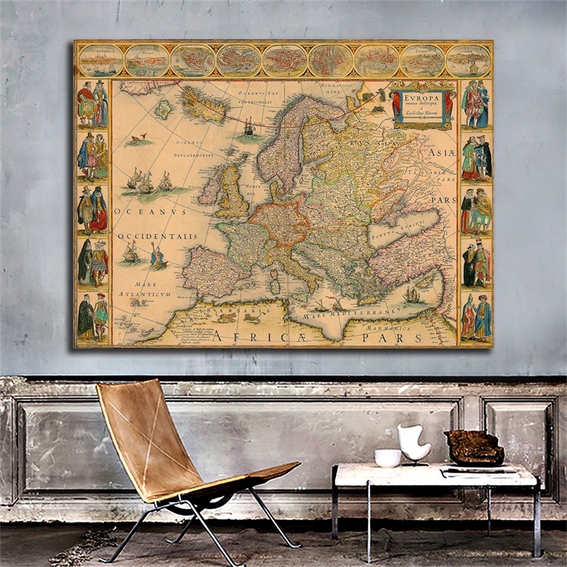 59*42Cm Retro Bản Đồ Không Dệt Vải Canvas Tranh Nghệ Thuật Treo Tường Hình Vintage Áp Phích Và In Hình Phòng Khách trang Trí Nhà Đồ Dùng Học Tập