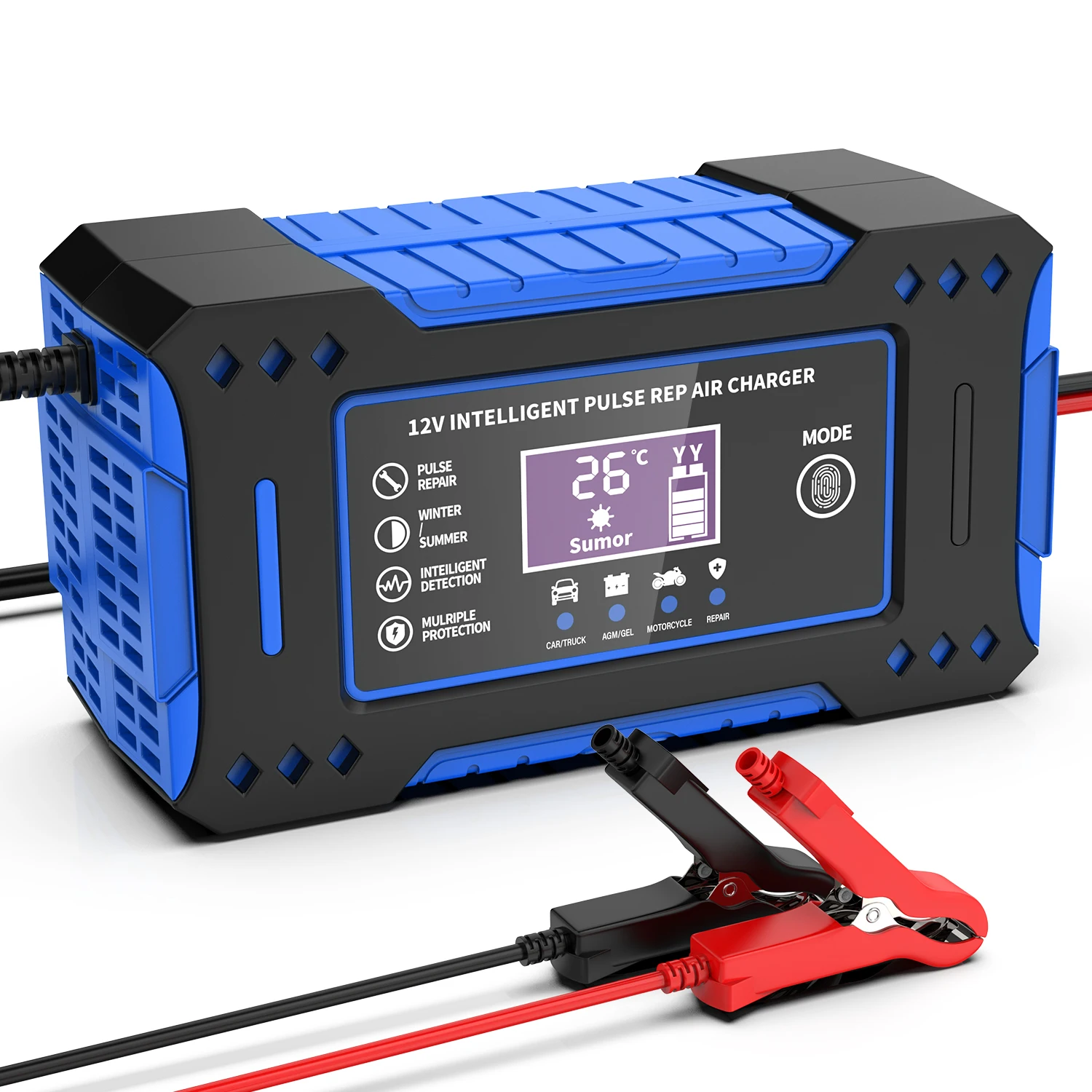 Batterie-Reparatur, LCD-Display, 6 A, 12 V, intelligentes Autobatterie-Ladegerät, Auto- und Motorrad-Batterie-Ladeeinheit, Blei-Säure