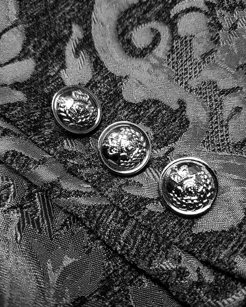 Devil Fashion - Chaqueta gótica steampunk para hombre, color negro, brocado, damasco, boda