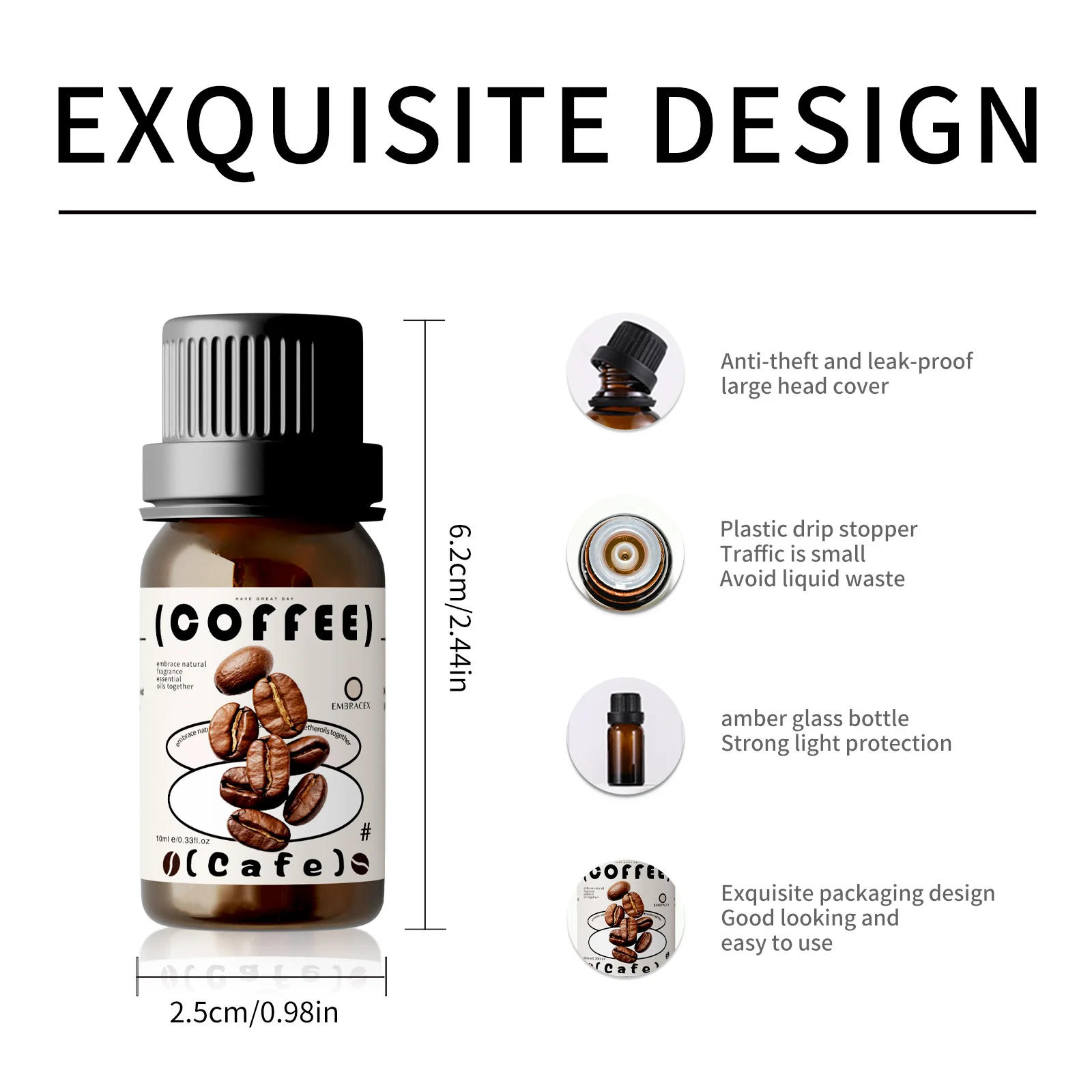10ml Coffee Fragrance Perfume Essential Oils Refreshing Car Aromatherapy Cafe Parfum For Aroma Diffusers Perfume Oil