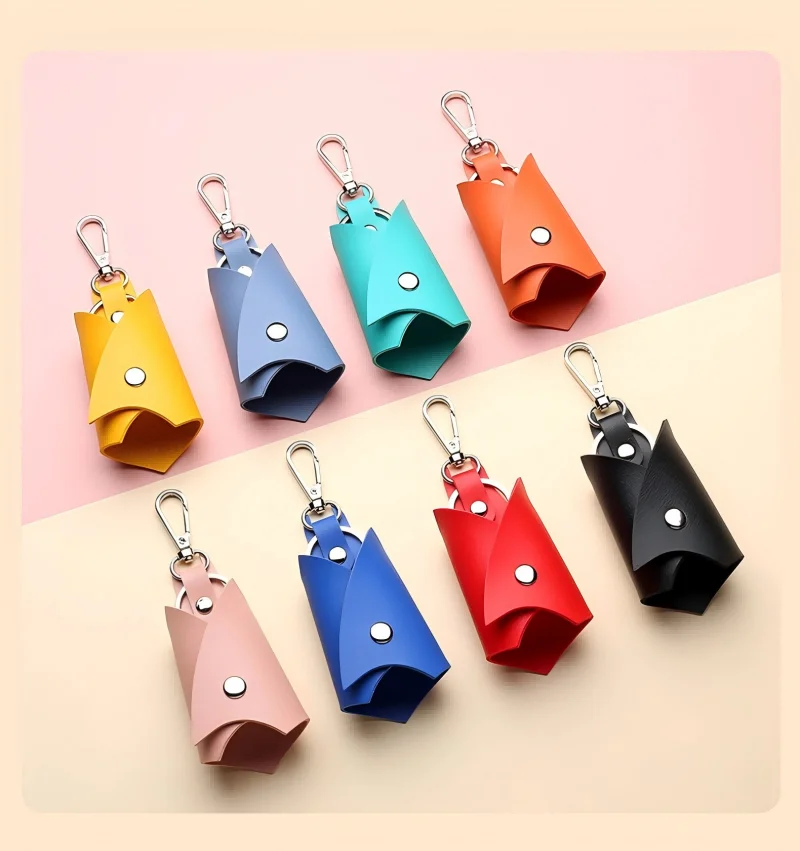 1pc 키 체인 펜던트 PU 가죽 자동차 키 수호자 가정용 안티-분실 허리 교수형 키 가방 아버지의 날 선물, 남자 친구 선물