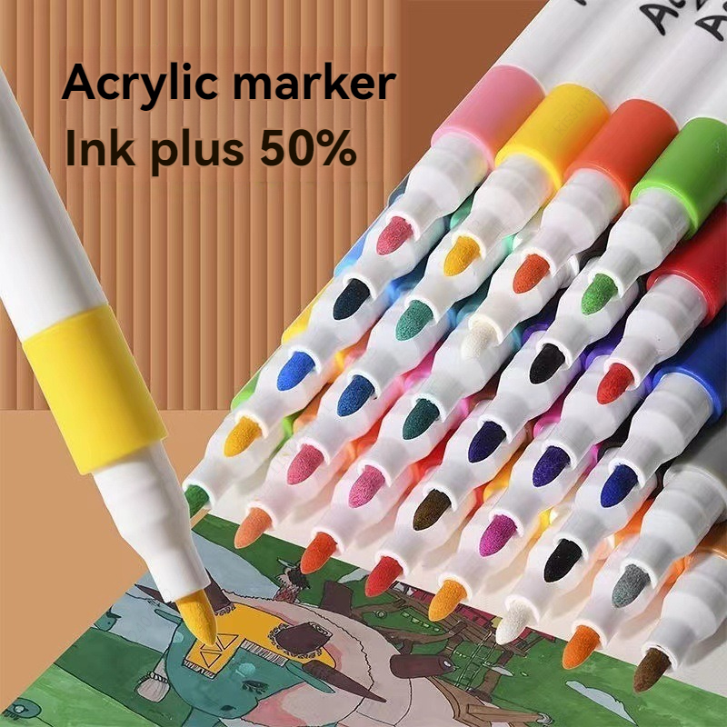 12-80 colori Set Vernice acrilica Pennarello artistico Pittura su roccia per bambini Graffiti Pietra Ceramica Vetro Legno Artigianato fai da te Forniture artistiche