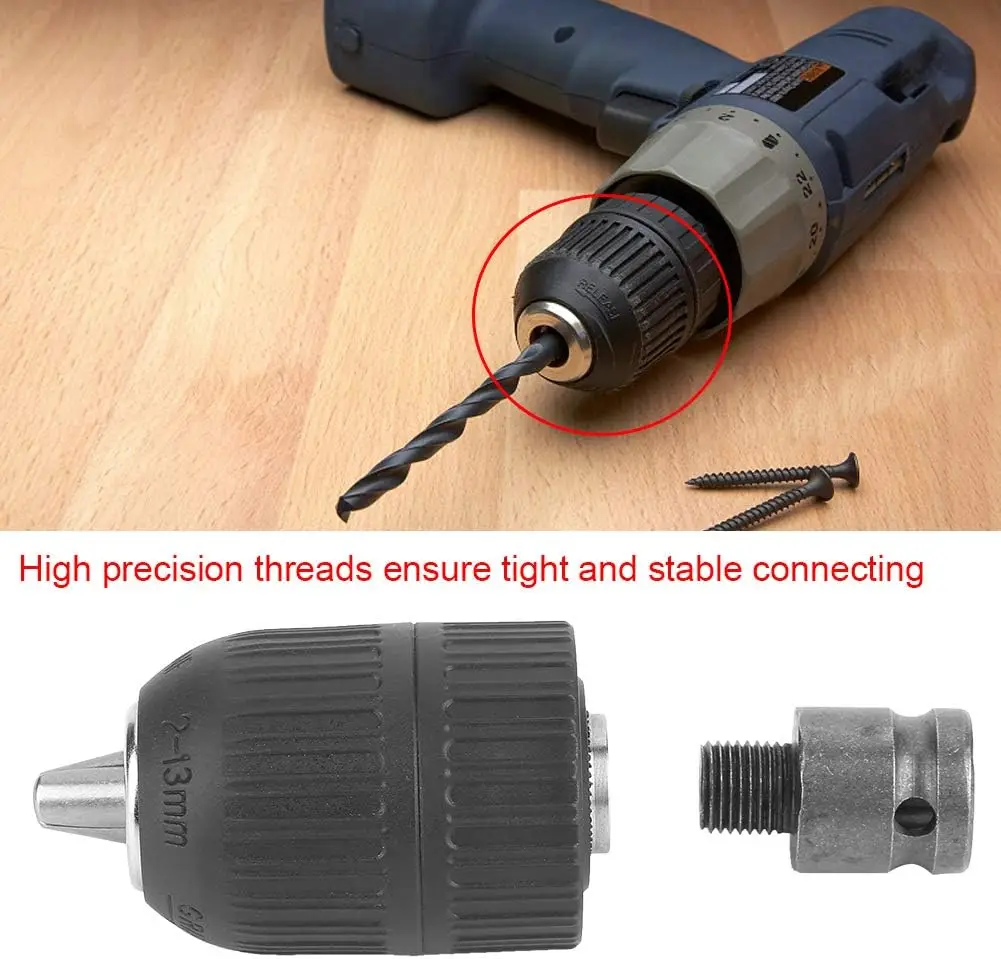 1/2 20UNF เจาะ Chuck 1/2 Chuck Adapter ความจุ 2-13 มม.Keyless Chuck 2-13 มม.Clamp ช่วงสําหรับประแจ Conversion
