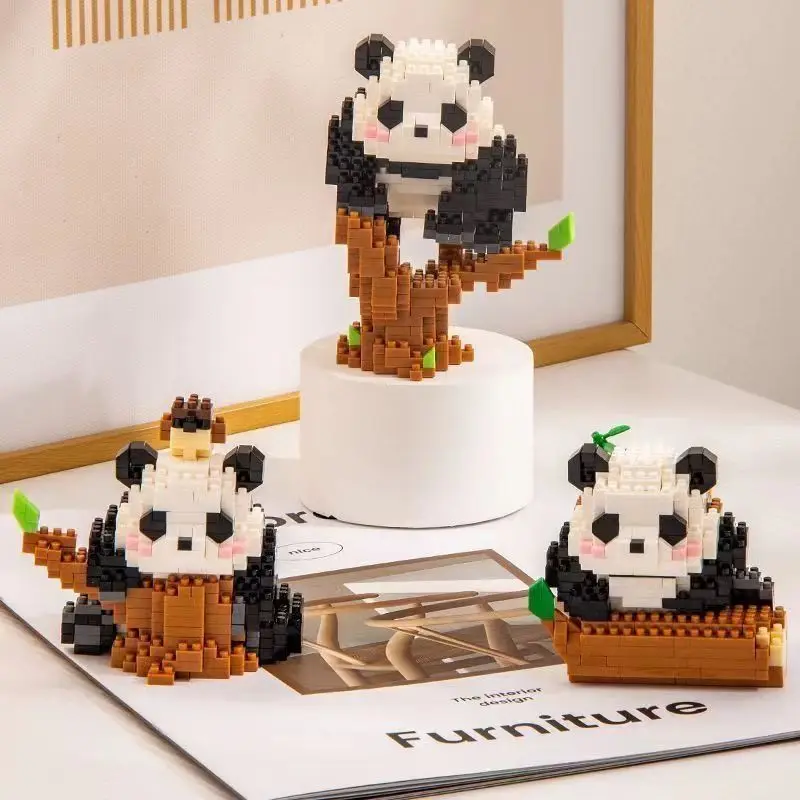 Creatieve DIY Assemable Animal Leuke MINI Chinese Stijl Dier Panda Bouwsteen Educatief Jongen Speelgoed Voor Kinderen Model Bakstenen