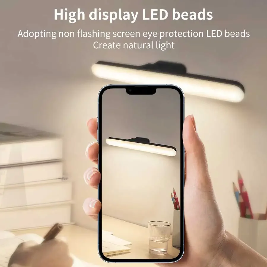 Luz LED de maquillaje frontal con espejo, lámpara de lectura con protección ocular, luz nocturna táctil magnética para iluminación de armario y dormitorio