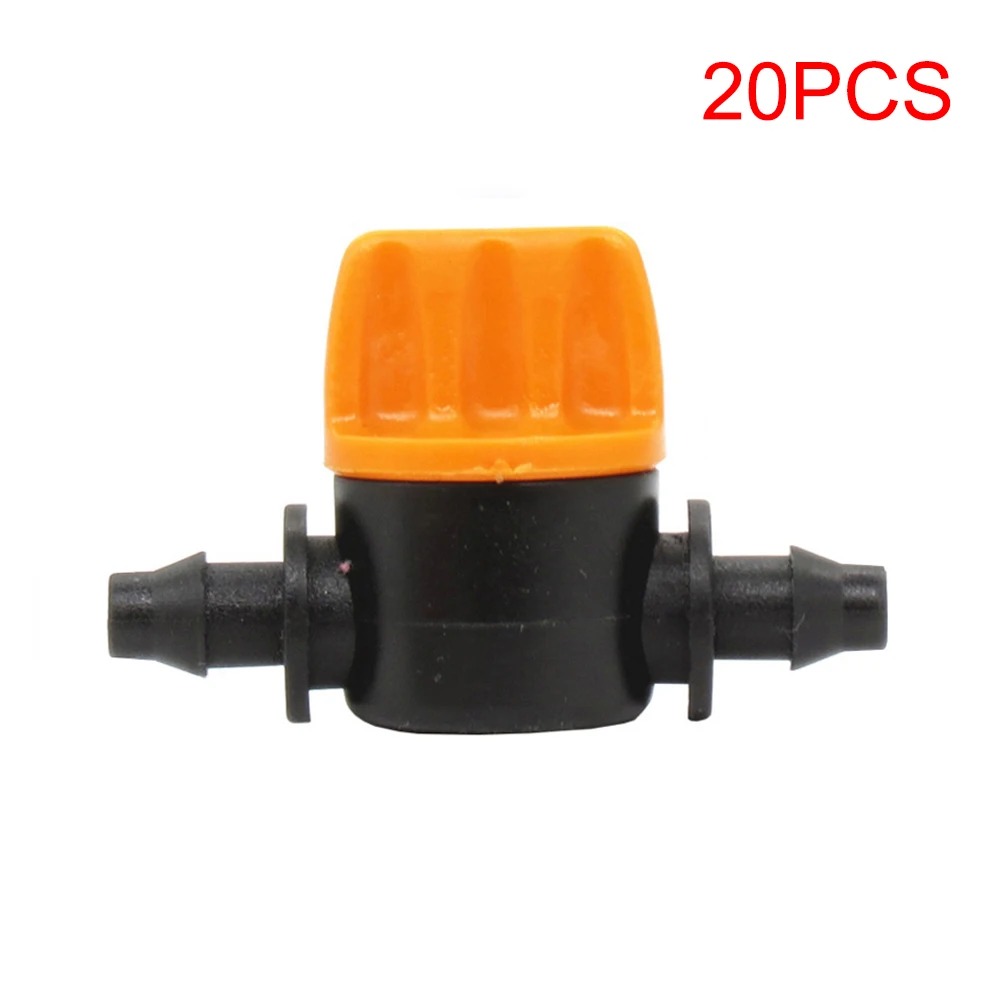 20PCS Pvc Pipe Through Valve Irrigation Double Barb Mini Valve Drip Irrigation Capillary Mini Switch Valve