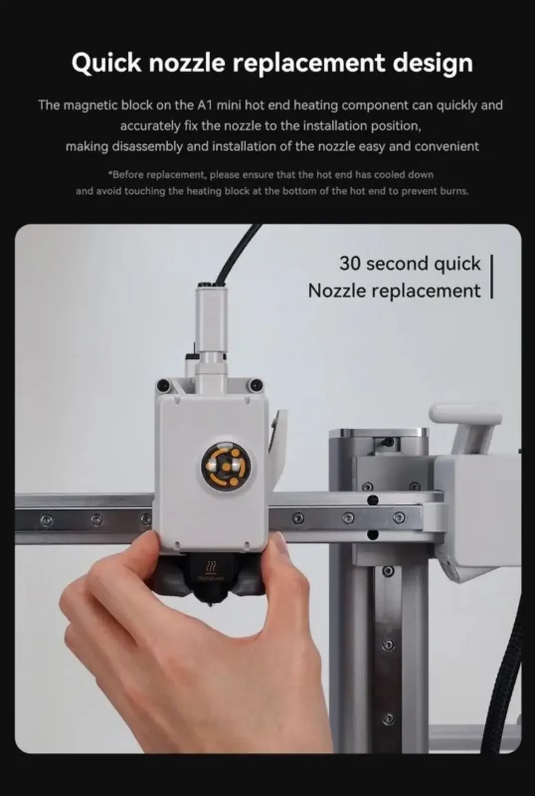 สําหรับ Bambu Lab A1 mini Hotend Kit 0.2/0.4/0.6/0.8 มม.หัวฉีดเหล็กชุบแข็งสําหรับ Bambu Lab A1 ชุดหัวฉีด 3D เครื่องพิมพ์ Hot end