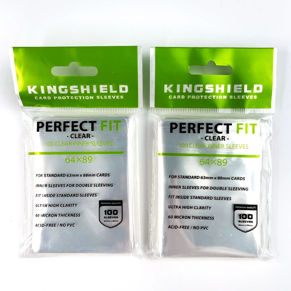 KINGSHIELD 100PCS/Pack 64*89mm Transparent Perfect Fit SLEEVES Board Game Card magical Inner Sleeves PhotoCards Protector Pkm