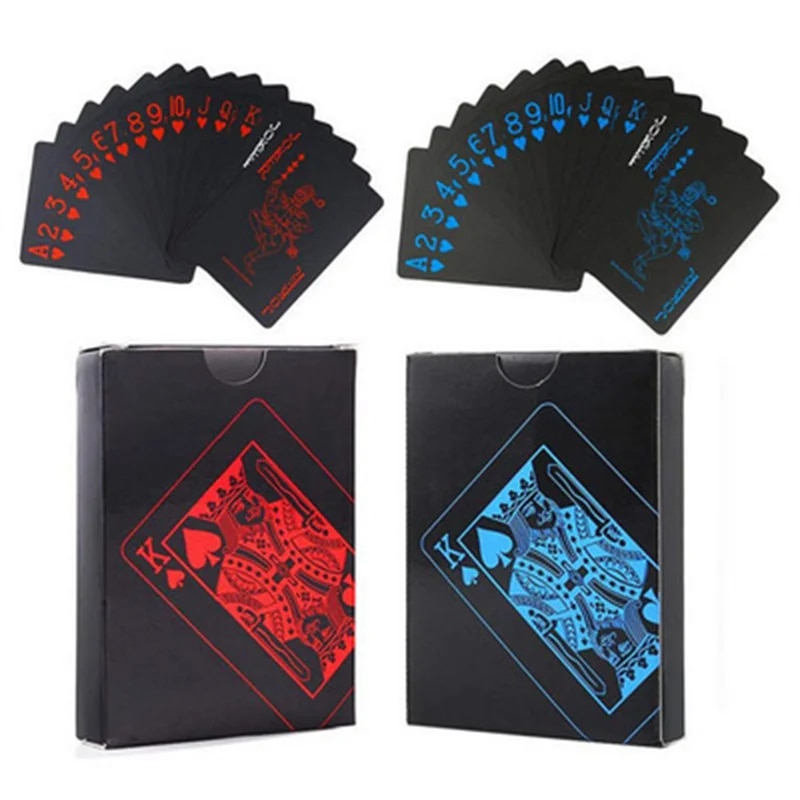 Hoge Kwaliteit 1 Set Zwart Folie Plated Poker Kaarten Waterdichte Speelkaart Limited Edition Collectie Magic Poker Creatief Cadeau