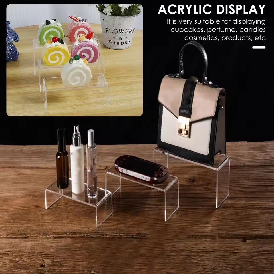 3/6/9/12Pc Helder Acryl Display Stand Cosmetische Tas Sieraden Showcase Bekerhouder voor thuis Winkel standbeeld Model Aardewerk Display Riser
