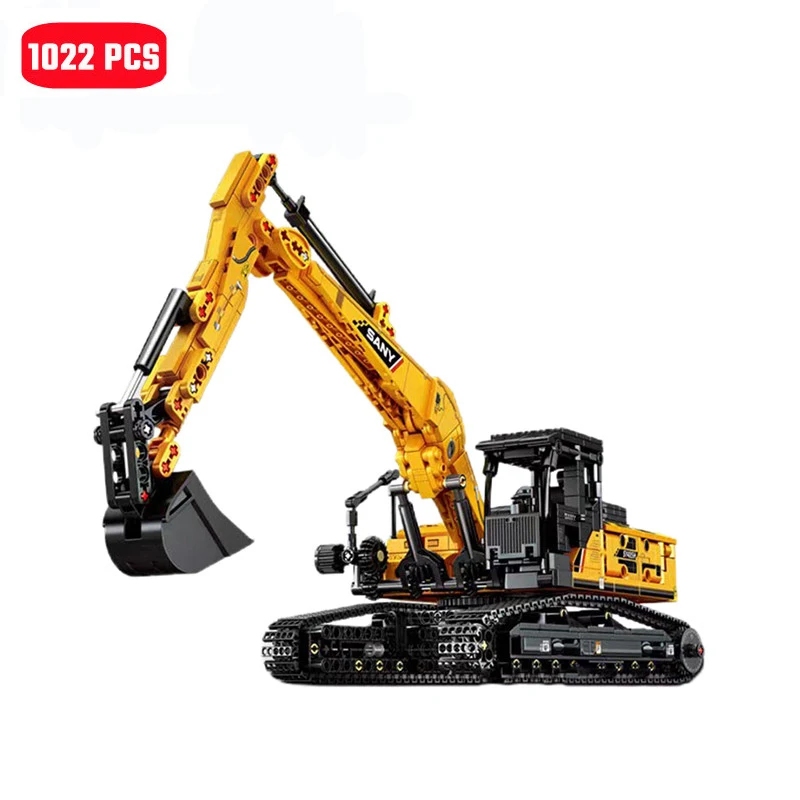 Sembo bloco 1022 pçs modelos de escavadeira blocos de construção moc cidade construção engenharia veículo tijolos brinquedos educativos meninos presente