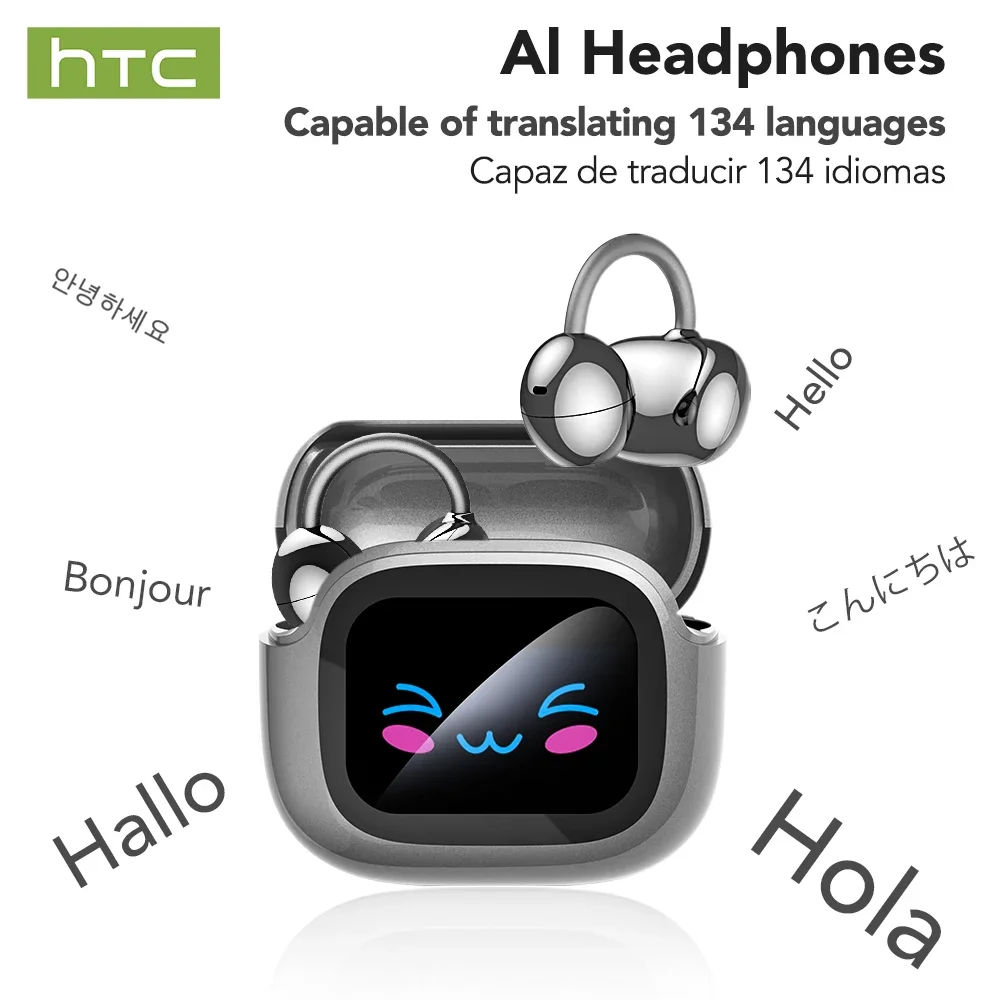 HTC NE32 Bluetooth V6.0 AI Earphones OWS Ear Clip Headphones Comfort Noise Reduction Wireless headphones Translator Earbuds