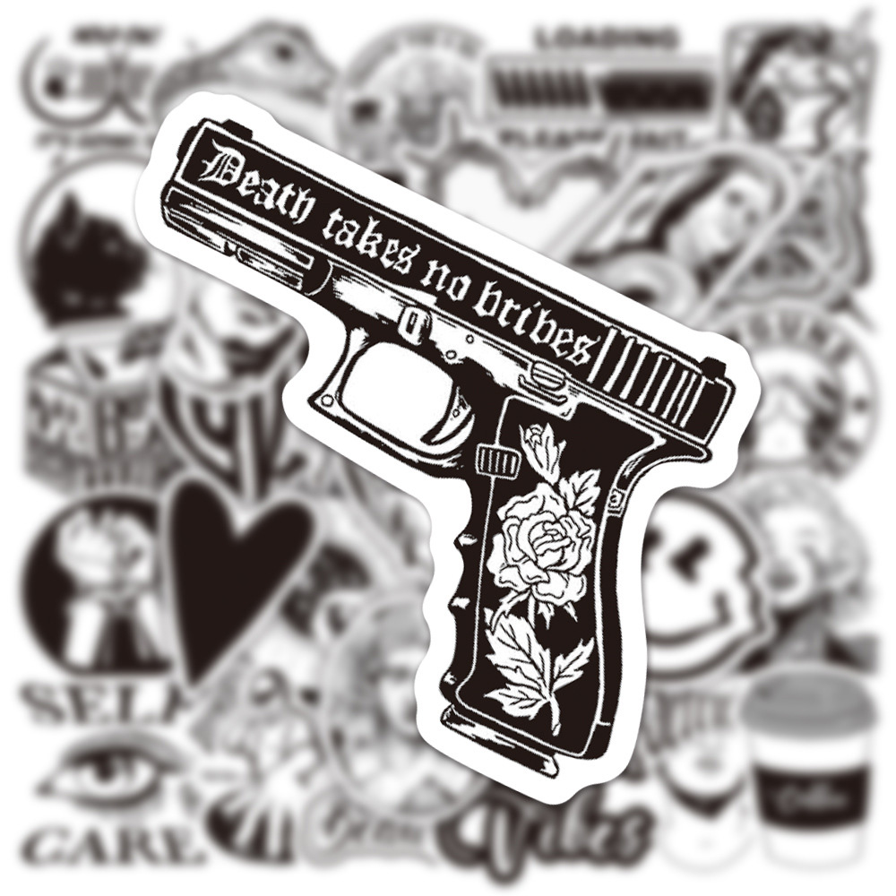 10/30/50 Uds Graffiti blanco y negro pegatinas de diseño artístico portátil equipaje funda de teléfono guitarra nevera coche motocicleta Cool Ins calcomanías