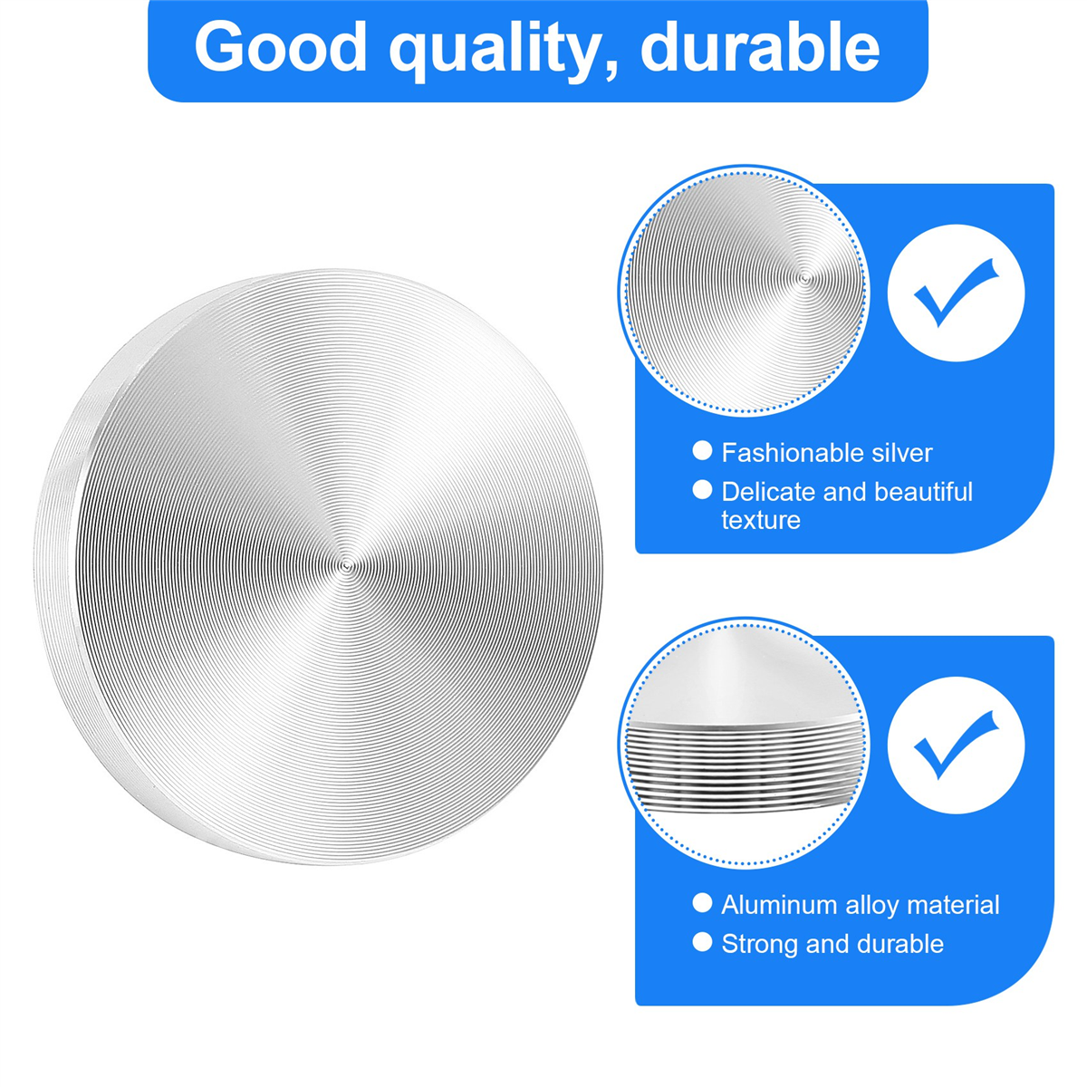 ขาโต๊ะอะแดปเตอร์แผ่นกระจก อลูมิเนียม กลม 50x8มม. สีเงิน