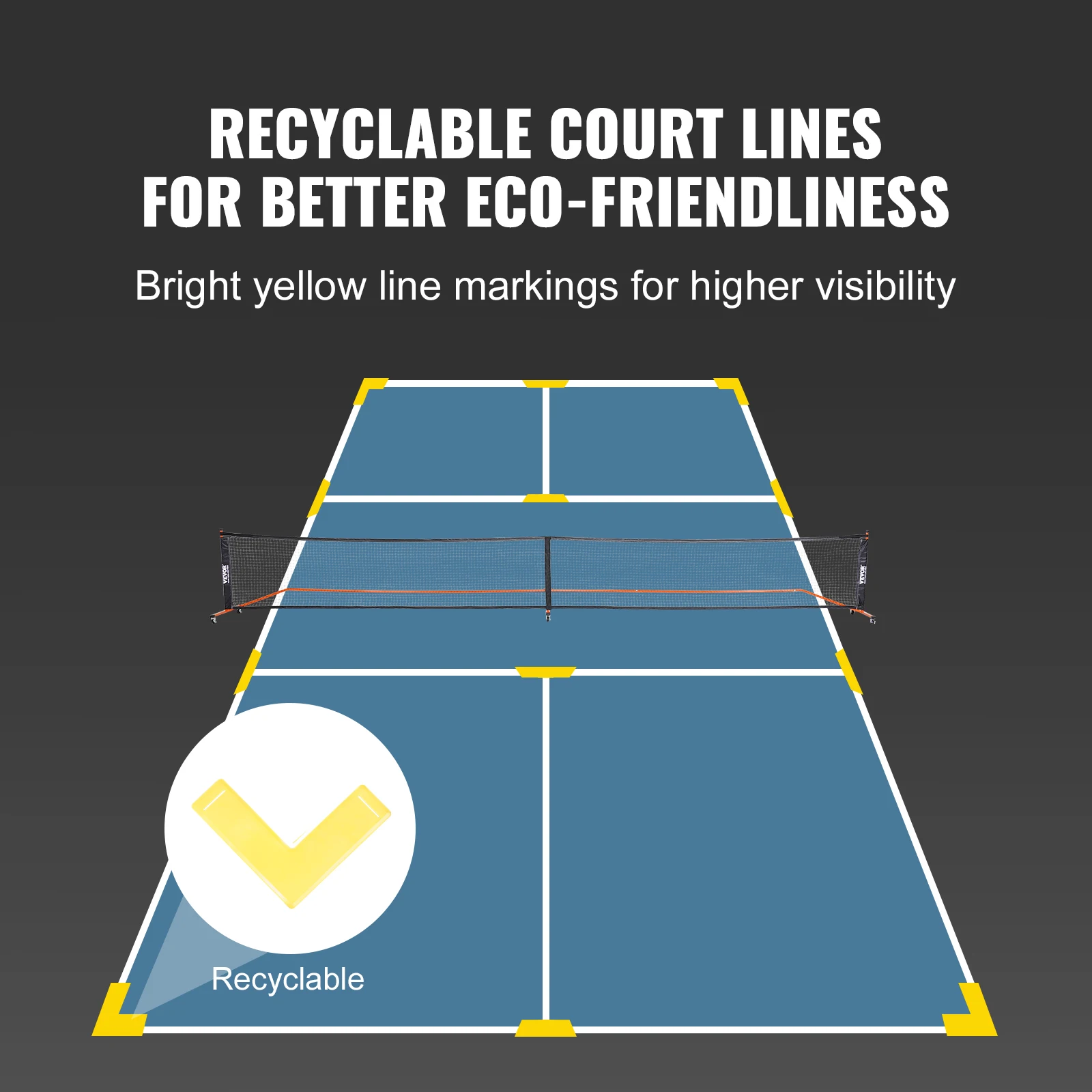 SucceBuy Sistema di rete per pickleball portatile 22FT Rete completa con dimensioni di regolazione ufficiali Reti per palline di sottaceti all'aperto con linea di corte