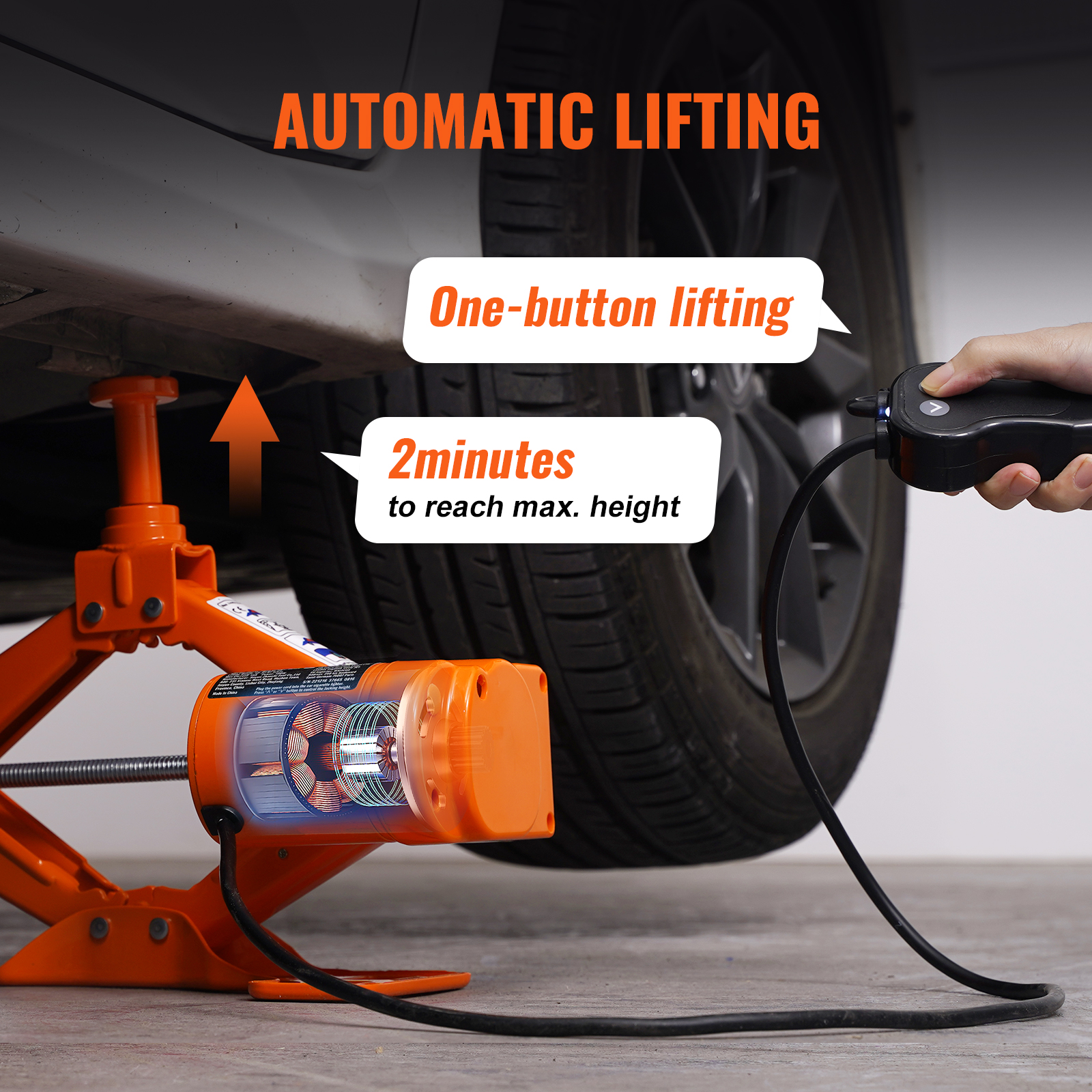 VEVOR Cric Losange Cric Électrique à Ciseau 3T 12V 170-420mm Levage Berline SUV