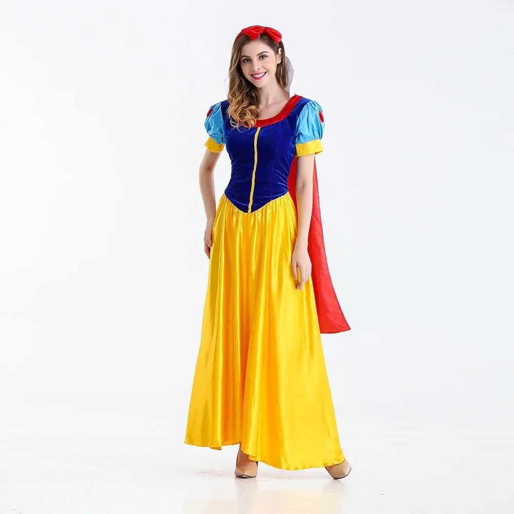 คลาสสิก Fairy Tale Snow White Princess เครื่องแต่งกายผู้ใหญ่ผู้หญิงฮาโลวีนประสิทธิภาพ Fantasia Princess COSPLAY บทบาทเล่นชุด