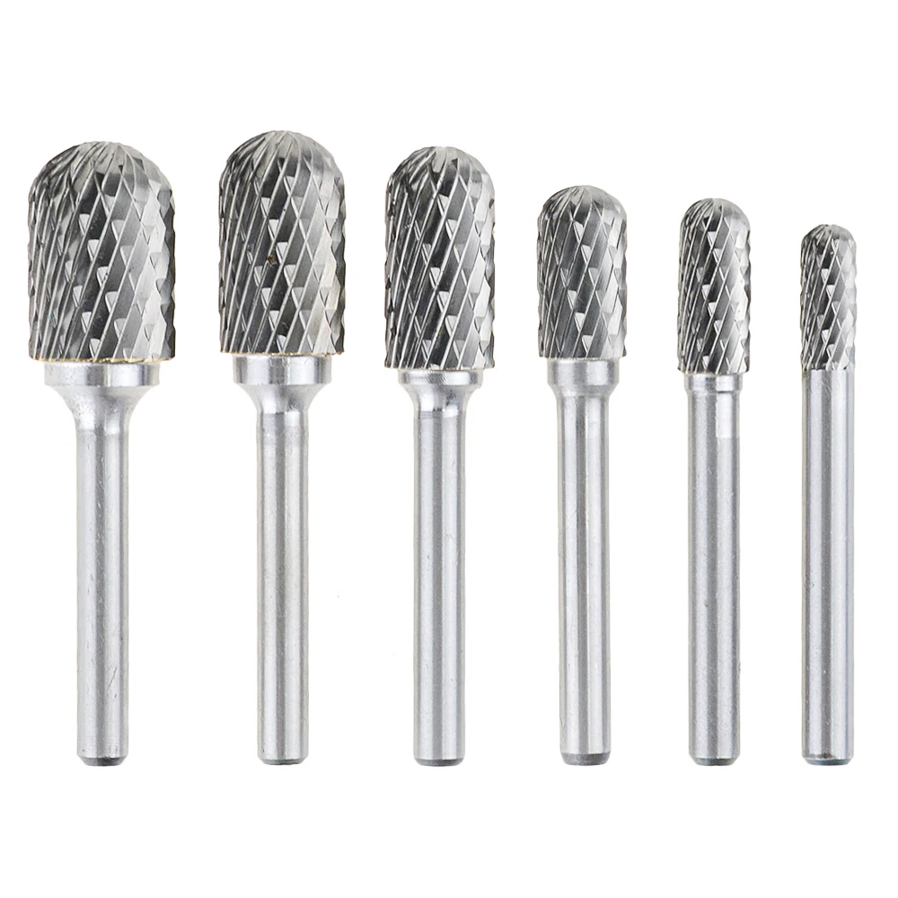 C-Type Alloy Rotary File ทรงกระบอก Double Groove เหล็กทังสเตนหัวเจียรโลหะหยกไฟฟ้าแกะสลักเครื่องตัด