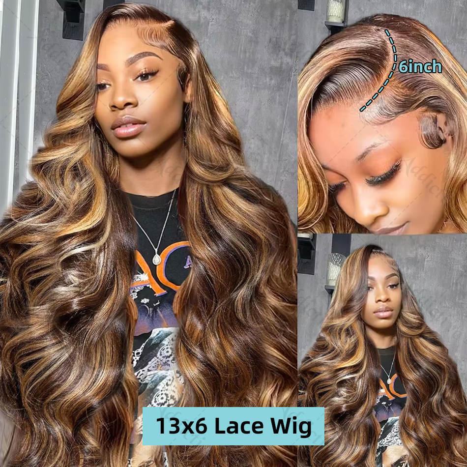 30 40 インチ 4/27 ハイライト実体波 13 × 4 人毛レースフロントウィッグ 250 密度色オンブル 13 × 6 HD レースフロントウィッグ女性のための