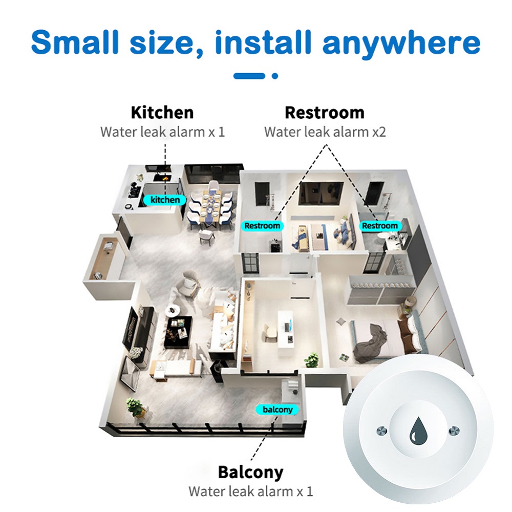 Tuya น้ํารั่วเซนเซอร์สมาร์ท ZigBee Tuya เครื่องตรวจจับน้ํารั่ว m2qtt กันน้ํา Smart Life Security Protection Remote App