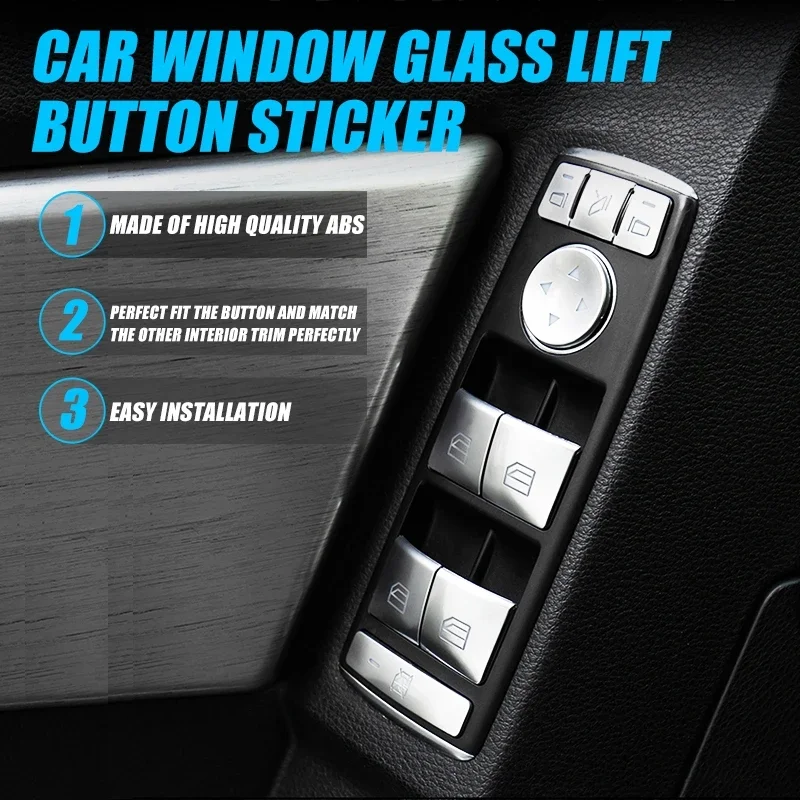Cubierta de botón de elevación de ventana de coche, pegatina de Panel de interruptor, estilo para Mercedes Benz Clase A B C W204 W212 GLA GLK CLA GL ML GLE