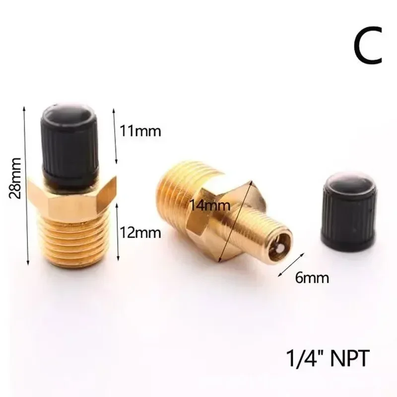自動車用タイヤバルブコア,オートバイ用チューブレスネジ,タイヤ空気圧監視銅バルブ,1/4 npt,1/8 npt,m10 x 1