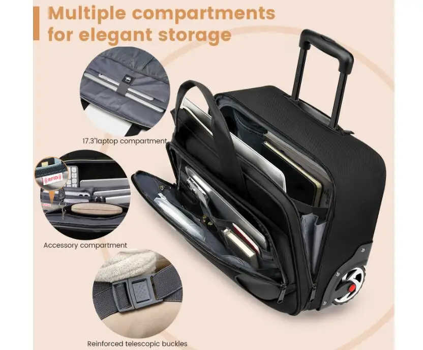 2024 新大容量 18 インチ大型ホイールビジネストロリースーツケースキャビンサイズキャリーオン旅行荷物トロリーバッグ車輪の上