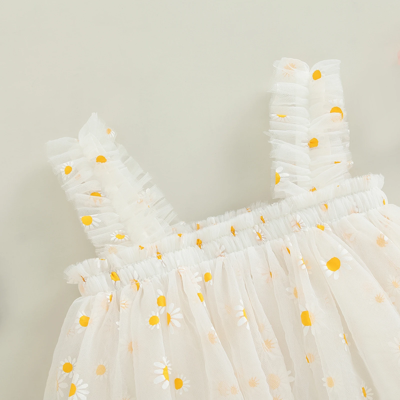 Tregren เด็กวัยหัดเดินชุดสลิงฤดูร้อนแขนกุด Daisy พิมพ์ A-Line Tulle เจ้าหญิง A- Line ชุดเด็กชุดวันเกิด