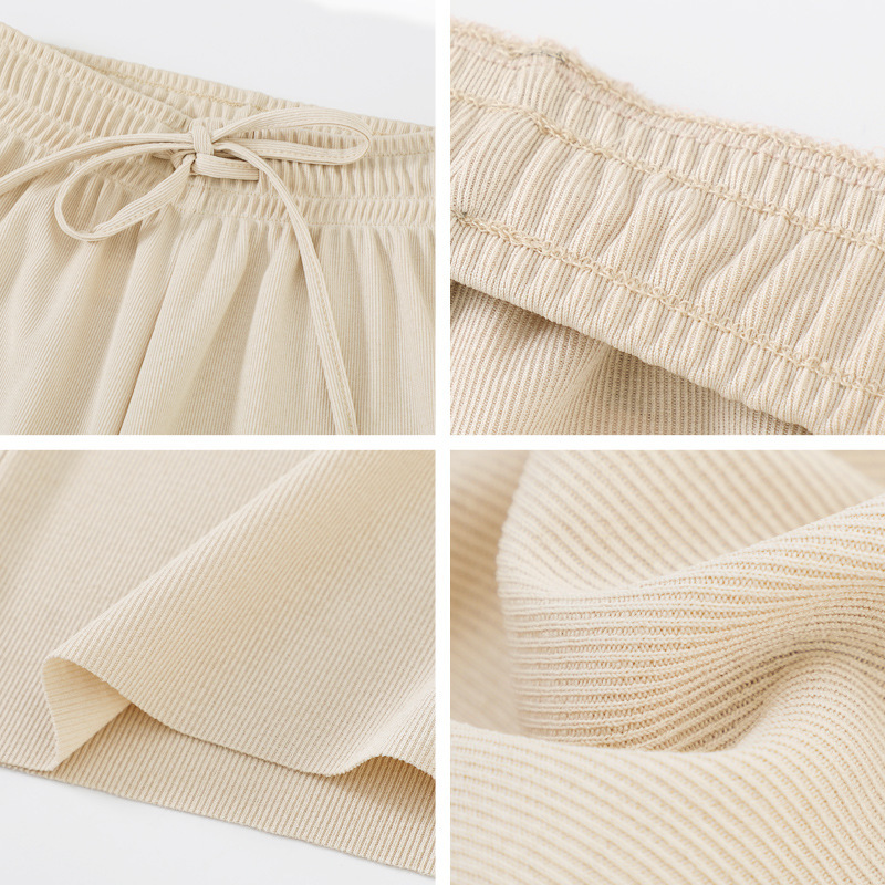 Vrouwen enkellange wijde pijpen broek casual zomer effen elastische taille losse ijszijde broek lente zomer vrouwelijke broek