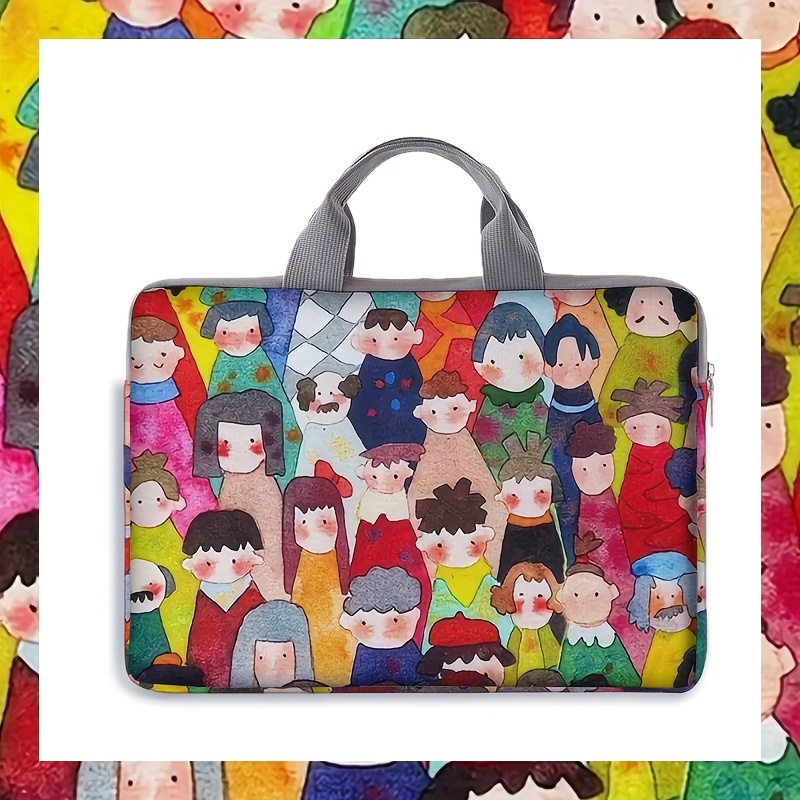 Juego de 1 pieza, bolso para portátil con estampado humano, maletín, adecuado para portátiles de 14 pulgadas, bolso fijo para portátil