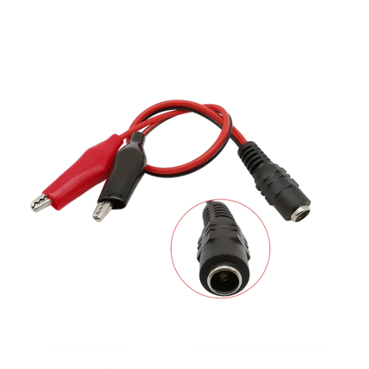 Clip de cocodrilo para batería, adaptador de enchufe de alimentación CC, conector macho hembra de 5,5x2,1mm, cables de prueba de 25CM