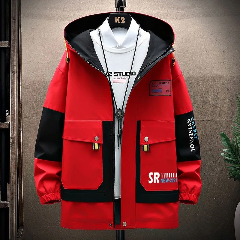 2024 ฤดูใบไม้ผลิและฤดูใบไม้ร่วงใหม่แนวโน้มแฟชั่นพิมพ์Hooded Coatผู้ชายสบายๆผ่อนคลายสบายกันน้ําPlus-ขนาดเสื้อm-4XL