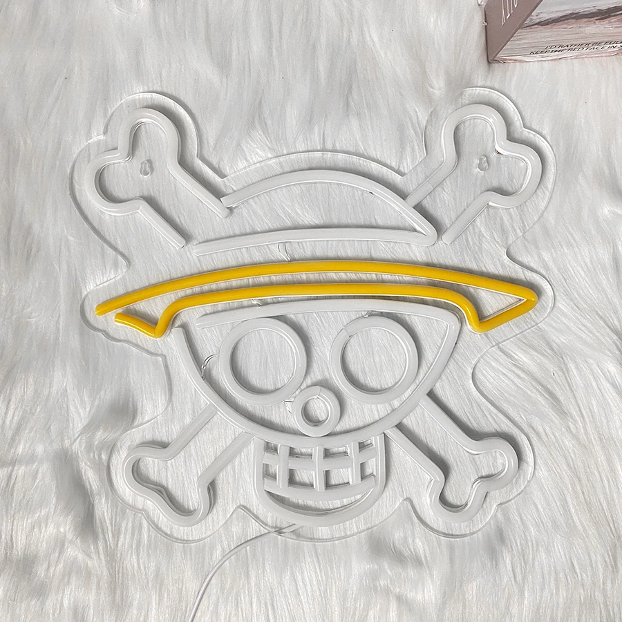 Animation Neon Sign, Hat Skull Led Wall Lamp, Used For Art Decor Of Game Room, Hand-Held Place And Bedroom, Powered By Usb.