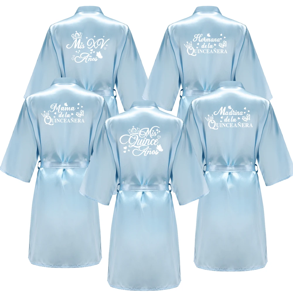 Princesa doce 15 anos menina festa de aniversário roupões quinceanera robe mis xv roupão de banho camisola sedosa
