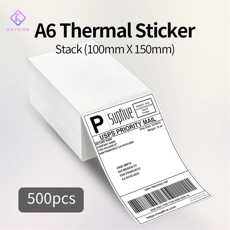 4"x6" Thermal Label Paper 100x150mm 500 Sheets / Stack Adhesive Stickers For Thermal Shipping Labels DHL UPS Express Barcode