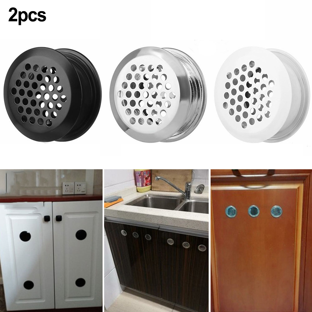 2 個ステンレス鋼エアベントグリルラウンド換気グリルワードローブキャビネットエアベント家具ハードウェア換気プラグ