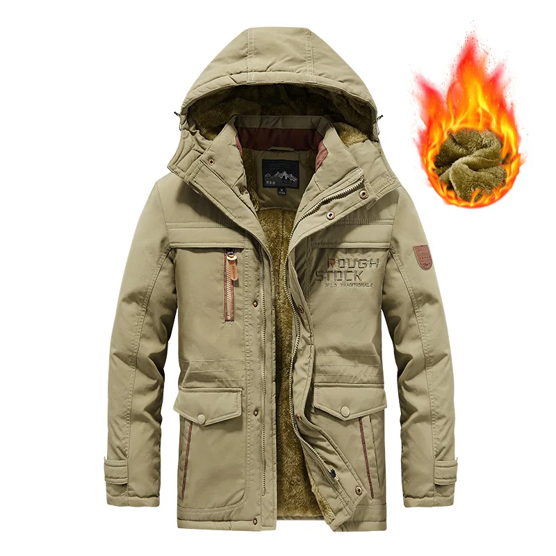 Chaquetas largas de invierno con capucha para hombre, Parkas cálidas con múltiples bolsillos, chaquetas de lana, nueva moda para hombre, chaquetas informales para herramientas al aire libre 6XL